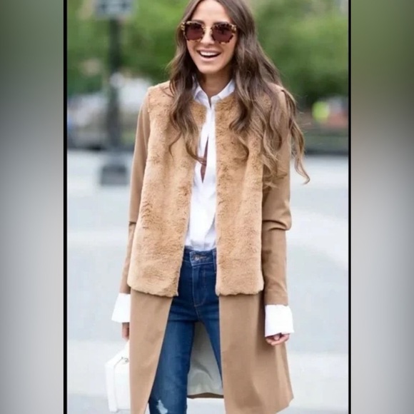 Treasure and Bond x Something Navy coveted camel & faux fur coat Small Nordstrom - Picture 1 of 14